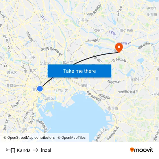 神田 Kanda to Inzai map