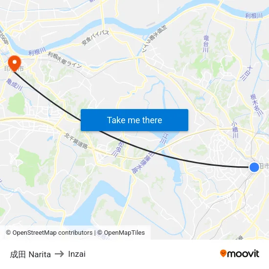 成田 Narita to Inzai map