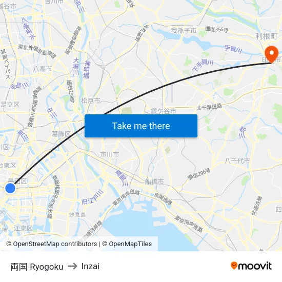 両国 Ryogoku to Inzai map