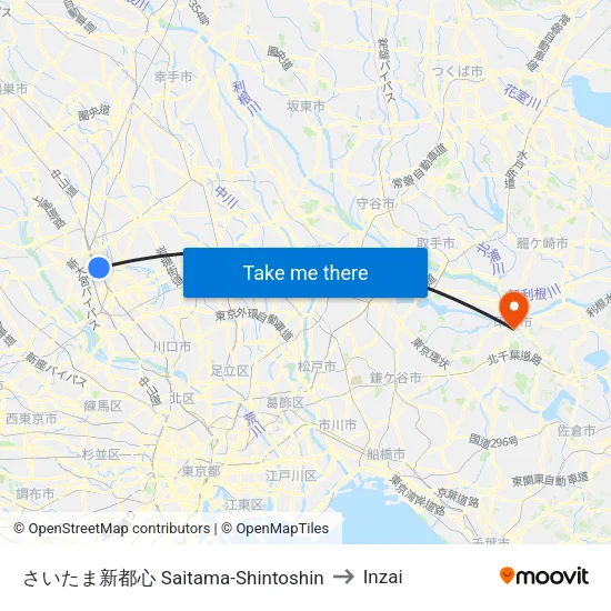 さいたま新都心 Saitama-Shintoshin to Inzai map