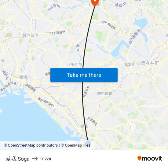 蘇我 Soga to Inzai map