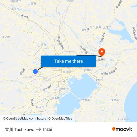 立川 Tachikawa to Inzai map