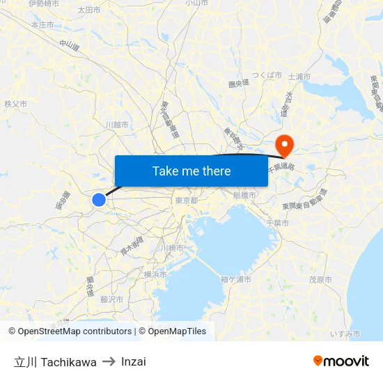 立川 Tachikawa to Inzai map