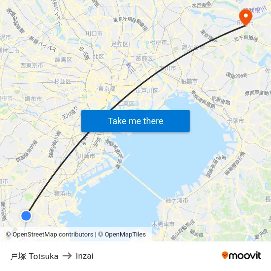 Totsuka to Inzai map
