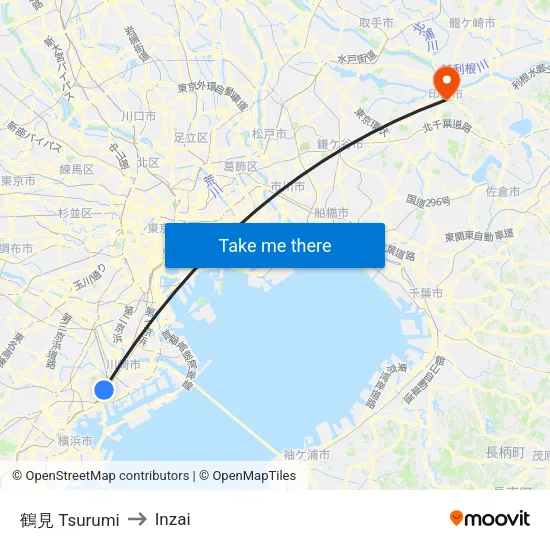鶴見 Tsurumi to Inzai map