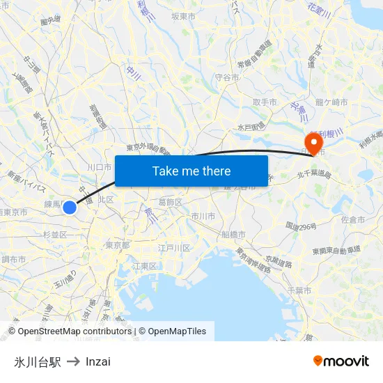 Hikawadai Station to Inzai map