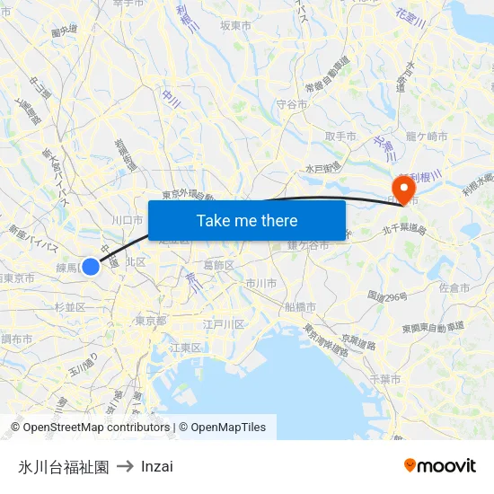 氷川台福祉園 to Inzai map