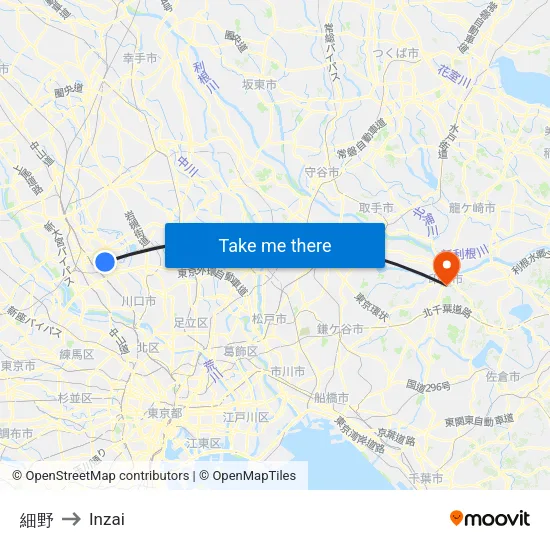 Hosono to Inzai map