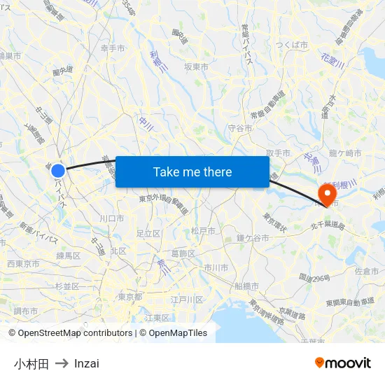 小村田 to Inzai map