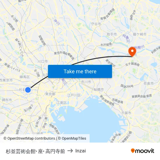 杉並芸術会館･座･高円寺前 to Inzai map