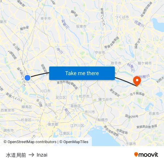 水道局前 to Inzai map