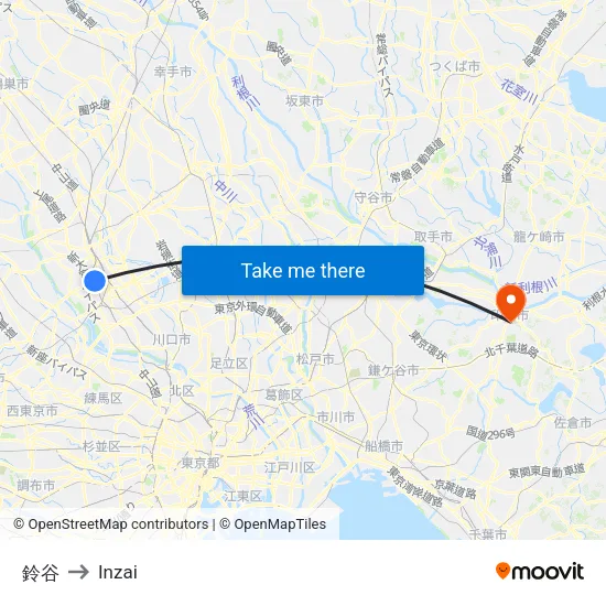 鈴谷 to Inzai map
