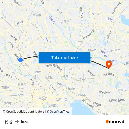鈴谷 to Inzai map