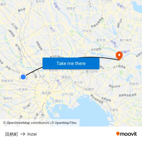 田柄町 to Inzai map