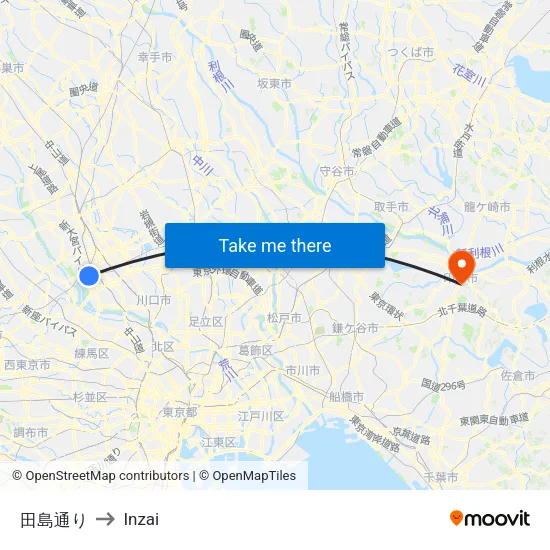 Tajima Street to Inzai map