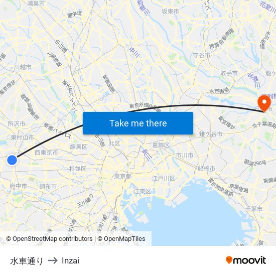 水車通り to Inzai map