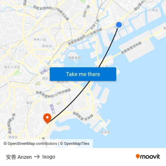 Anzen to Isogo map