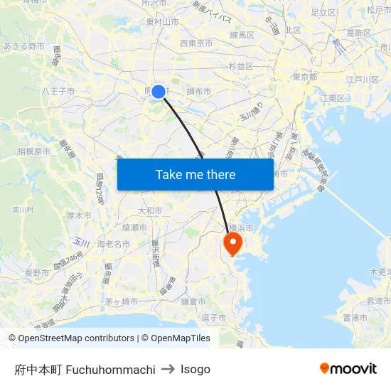 府中本町 Fuchuhommachi to Isogo map