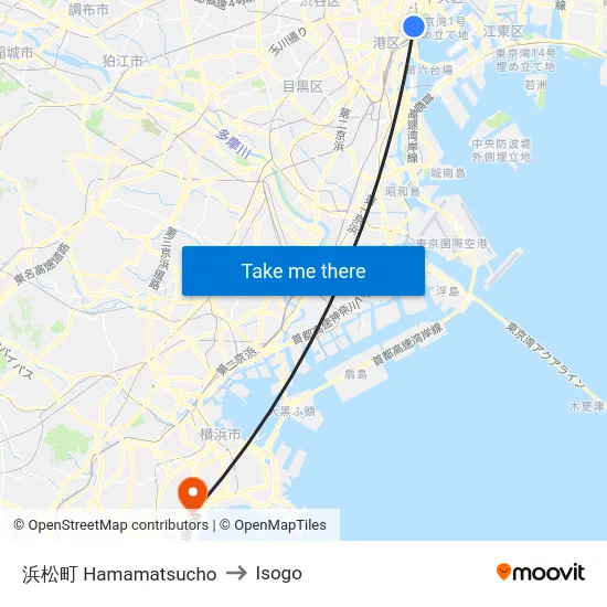 浜松町 Hamamatsucho to Isogo map