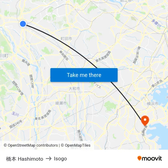 橋本 Hashimoto to Isogo map