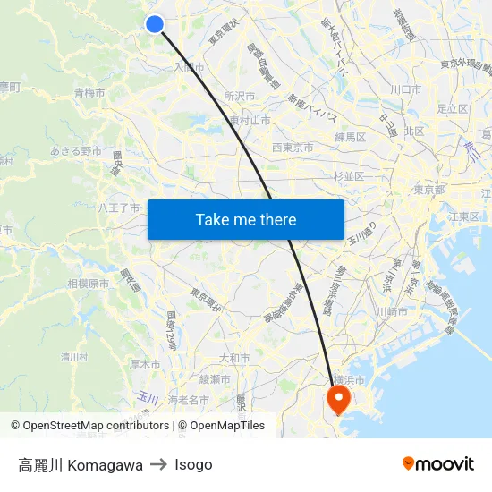 高麗川 Komagawa to Isogo map