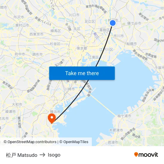 松戸 Matsudo to Isogo map