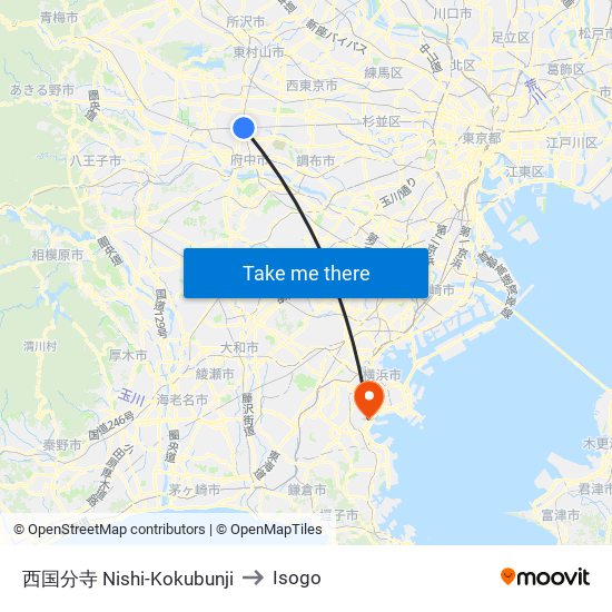 西国分寺 Nishi-Kokubunji to Isogo map