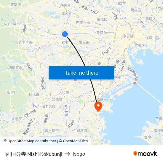 西国分寺 Nishi-Kokubunji to Isogo map