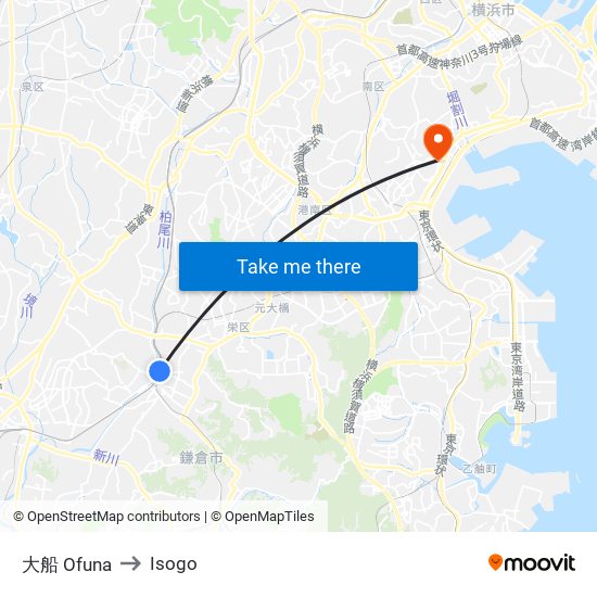 大船 Ofuna to Isogo map