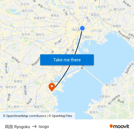 両国 Ryogoku to Isogo map