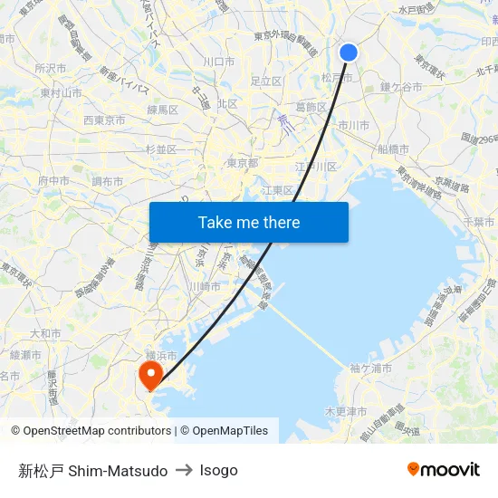新松戸 Shim-Matsudo to Isogo map