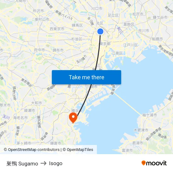巣鴨 Sugamo to Isogo map