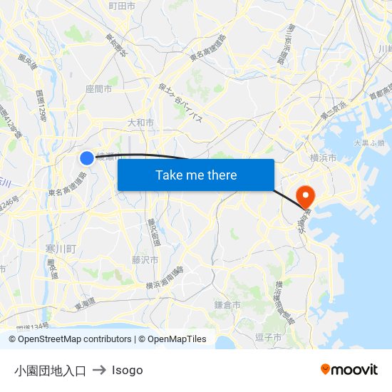 小園団地入口 to Isogo map