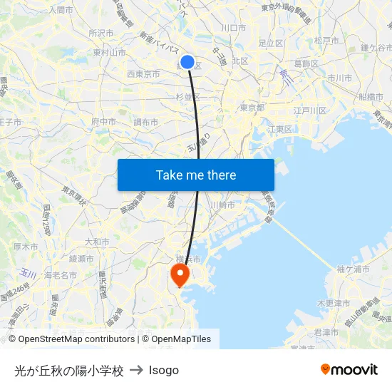 Hikarigaoka Aki no Hi Elementary School to Isogo map