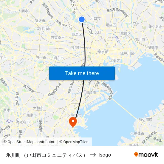 Hikawa-cho (Toda City Community Bus) to Isogo map