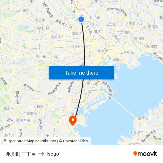 氷川町三丁目 to Isogo map