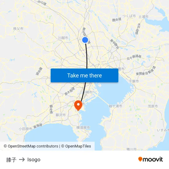 Hizako to Isogo map