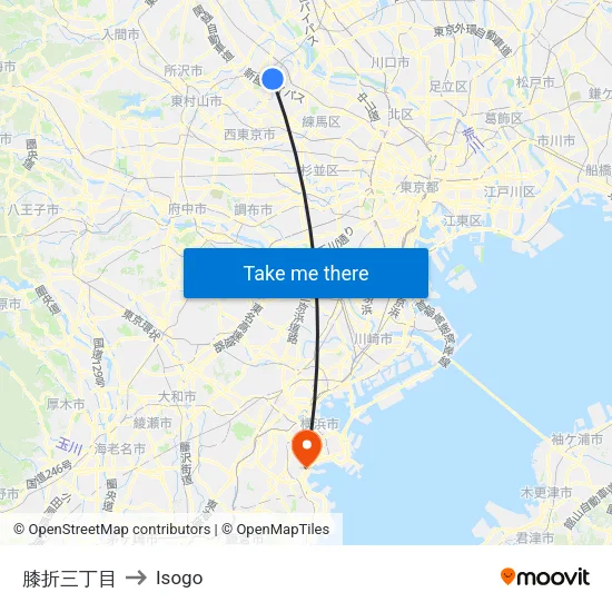Hizaori 3-chome to Isogo map