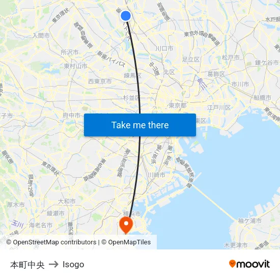 本町中央 to Isogo map