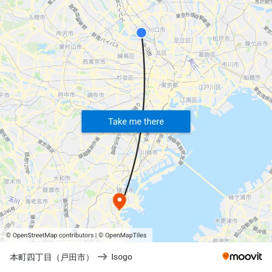 本町四丁目（戸田市） to Isogo map