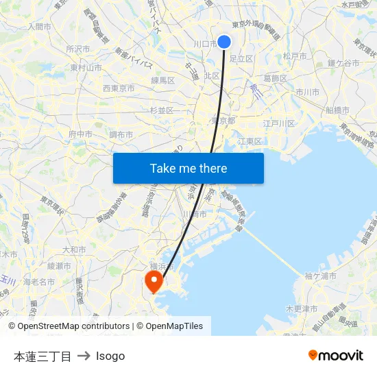 本蓮三丁目 to Isogo map