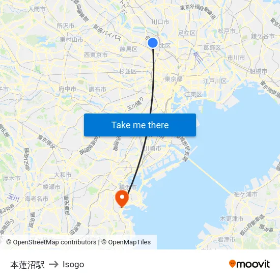 本蓮沼駅 to Isogo map