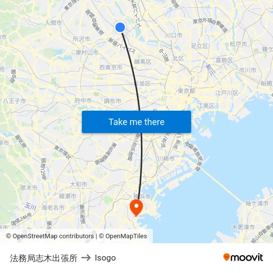 法務局志木出張所 to Isogo map