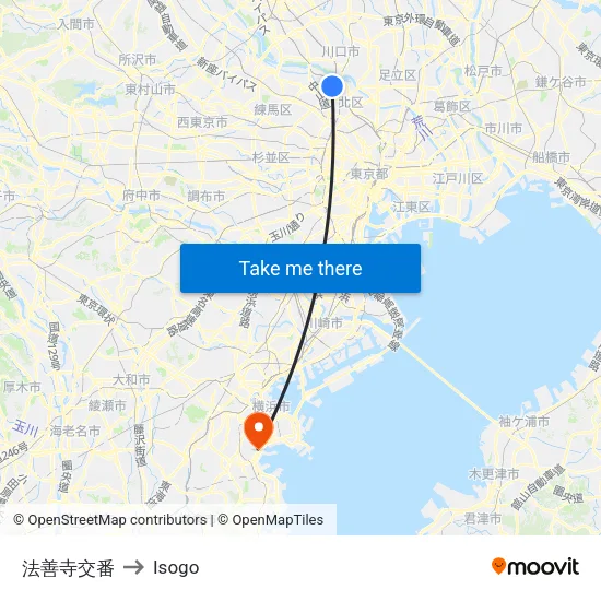 法善寺交番 to Isogo map
