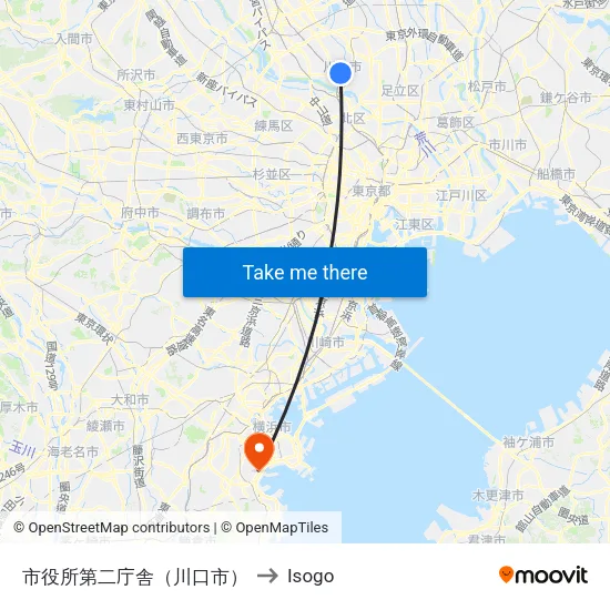 市役所第二庁舎（川口市） to Isogo map