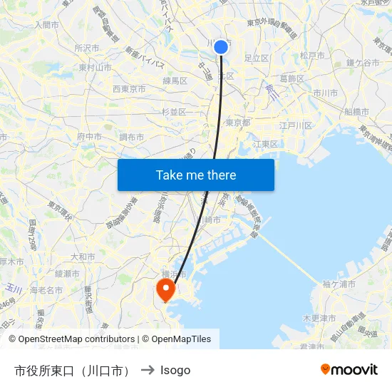 City Hall East Exit (Kawaguchi) to Isogo map