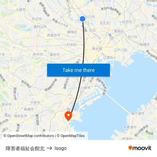 障害者福祉会館北 to Isogo map
