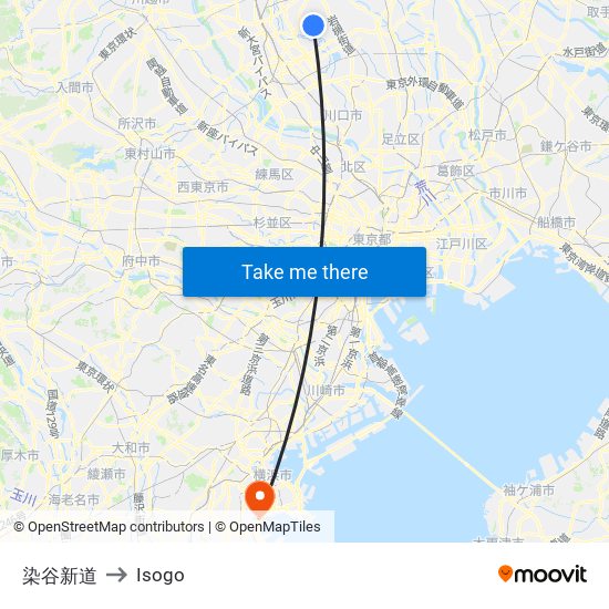 染谷新道 to Isogo map