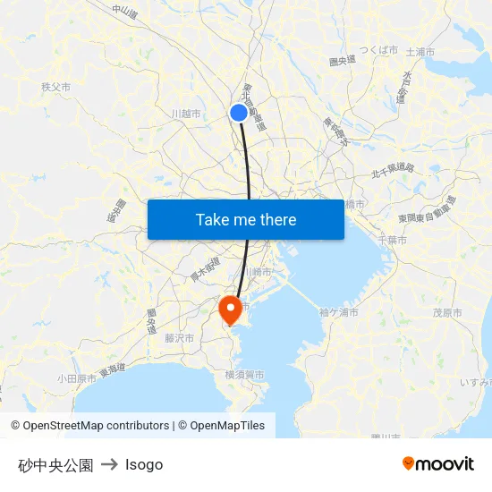 砂中央公園 to Isogo map