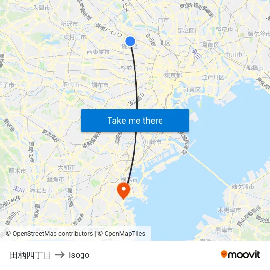 田柄四丁目 to Isogo map